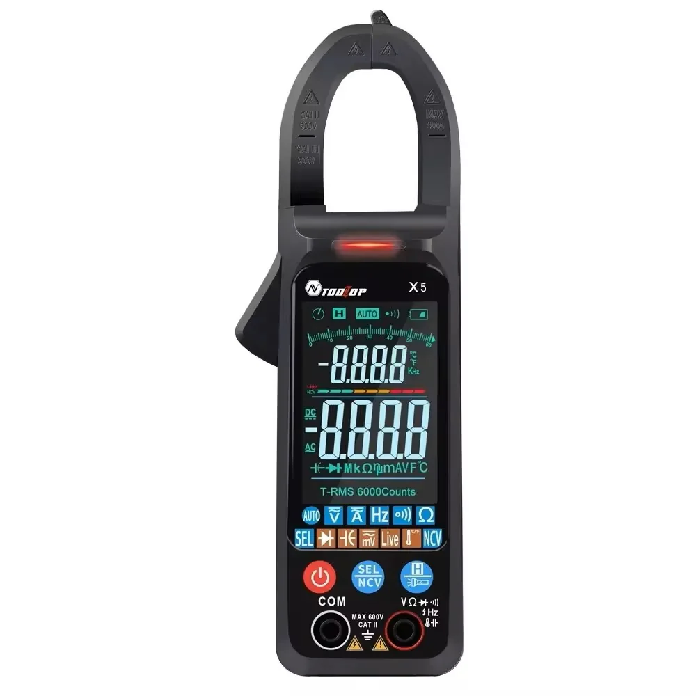 TOOLTOP X5 400A AC DC Clamp Meter 6000 Counts True RMS Multimeter NCV Current Voltage Hz Diode Temp Buzzer Test Auto Ammeter - Image 2