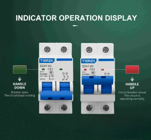 Tomzn 2P AC MCB Circuit breaker C type 230/400V 16A, 20A,32A,40A,63A - Image 3