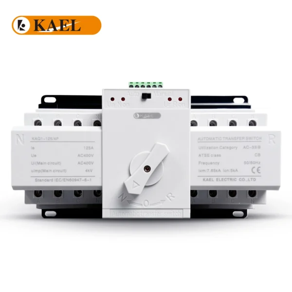 KAEL KAQ1-125/4P 125A Motorized 4P AC Three Phase Din Rail 220V Dual Power Automatic Transfer Switch ATS