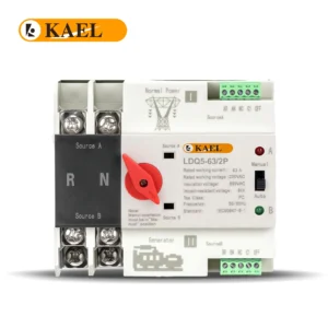 KAEL LDQ5-63/2P Red Nob AC Single Phase Din Rail 220V Dual Power Automatic Transfer Switch ATS