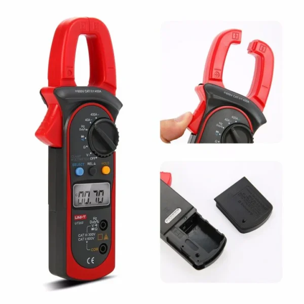 UNI-T UT-203 Digital Clamp Multimeter DC/AC Voltage & Current, resistance, frequency, duty cycle, continuity Tester. - Image 2